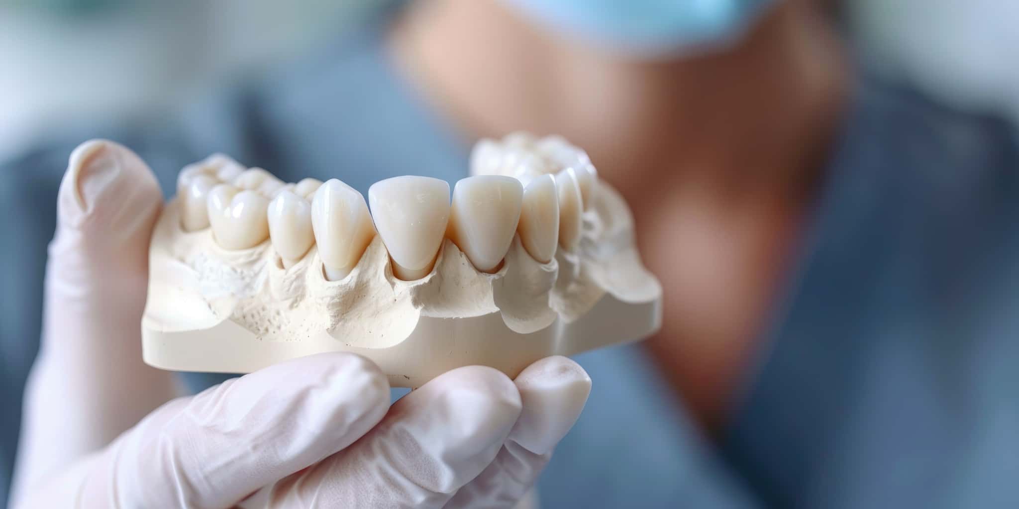 前歯だけをセラミックにする治療の流れを説明する歯科医