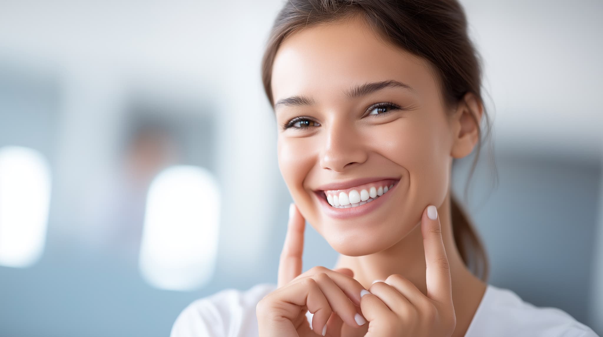 虫歯予防をして綺麗な歯を維持する女性