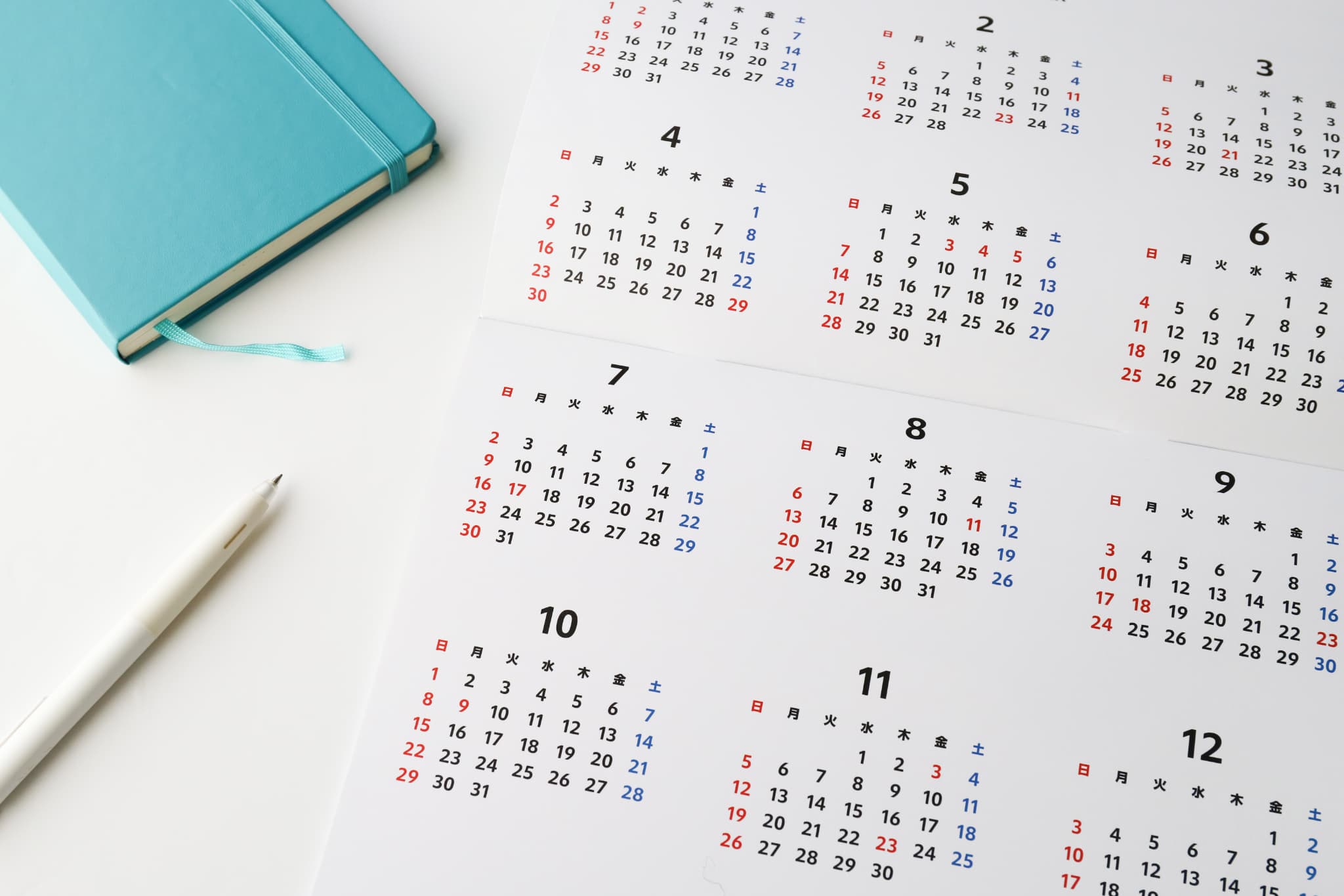 ホームホワイトニングの効果の持続期間を示す年間カレンダー